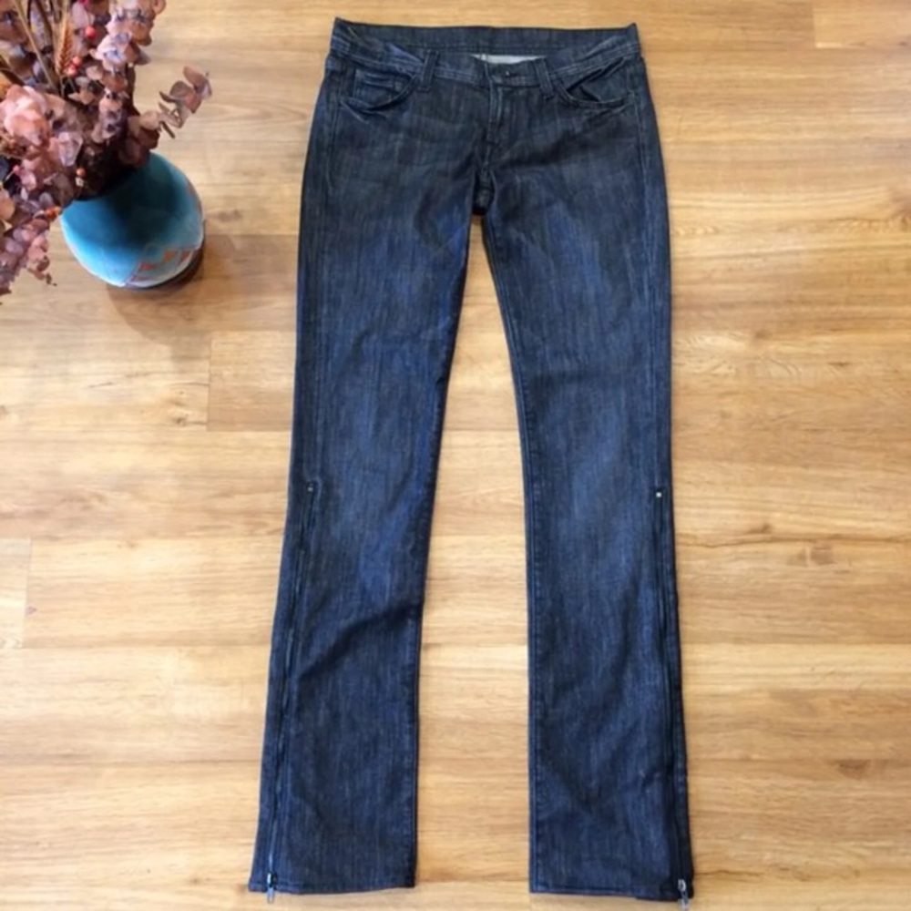 7 For All Mankind Dark Denim Zipper Leg Jeans